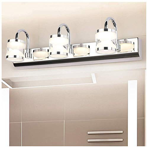 QXGJTLI Applique Murale de Salle de Bain 9 W, éclairage Avant de Miroir de Maquillage Moderne, Lampe de Miroir en Acier Inoxydable à 3 têtes étanche, lumière Naturelle, 46 cm