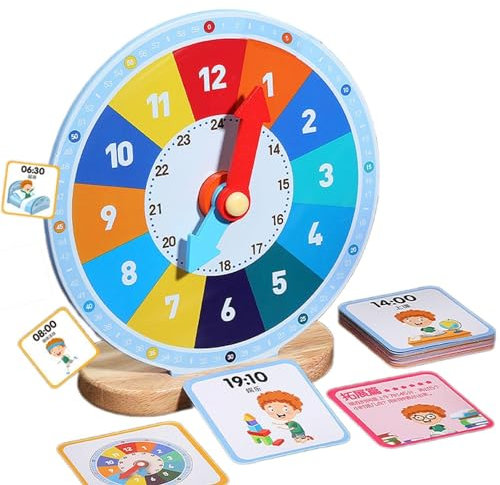 Lernuhr-Spielzeug, Lernuhr für Kinder, Unterrichtszeit-Übungsuhr, Lernuhr-Set, Uhren-Lernmaterialien, Kinder-Lern-Übungsuhr, pädagogisches Uhrenset, hölzerne Lernuhr, lustiges tragbares