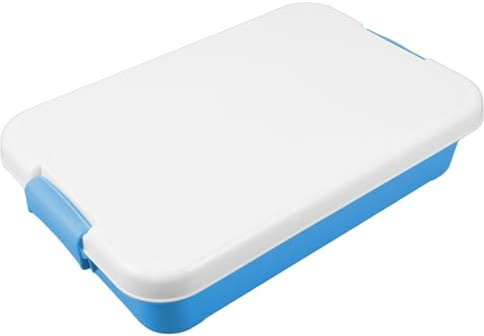 Vaguelly Sand Tray with Lid Portable Sensory Bin Plastic Stackable Play Tray Sandbox Storage Box Fill with Sand Beads and More for Indoor Outdoor Sensory Activities Sky-blue