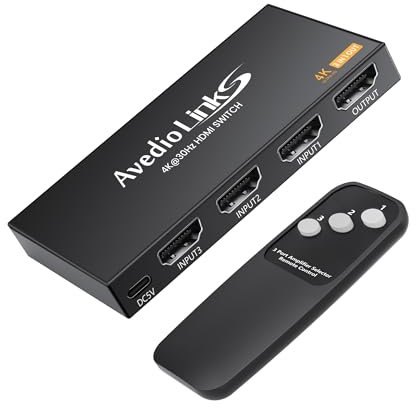 HDMI Switch 3 in 1 Out 4K@30Hz, avedio links 3 Port HDMI Switch with Remote support 4K@30Hz, HDCP 1.4, UHD, 3D, Auto-Switch for PS5/4 Xbox Fire Stick
