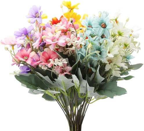 ZMDMAH 5 Mazzo di fiori artificiali come veri, Fiori artificiali, Fiore coraggioso, Mazzo di fiori artificiali, Vero, Fiori artificiali, Primavera, Mazzo di fiori coraggiosi, Fiori di stoffa