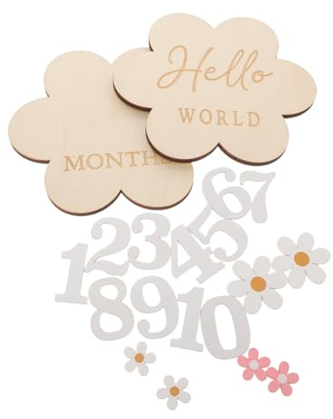 JOINPAYA Wooden Calendar Milestone Cards for Newborn Photo Props Months Signs Monthly Tracker Keepsake for Shower