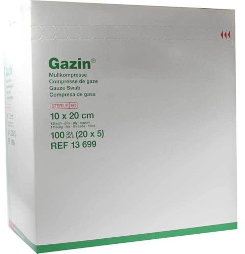GAZIN Mullkomp.10x20 cm steril 12fach extra groß 20X5 St