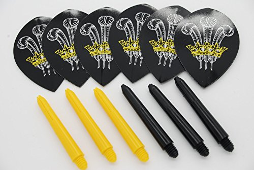 Pear shape Wales dart flights & stems set (4 flights / 4 stems, Short - 36mm)