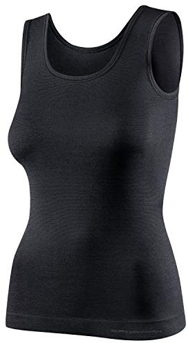 BRUBECK Canotta da donna | senza maniche | traspirante | sport | canottiera funzionale | top | 41% lana merino | TA10170, Nero , XXL