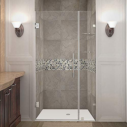 Aston Nautis GS 42 x 72 Completely Frameless Hinged Shower Door with Glass Shelves, Polished Chrome