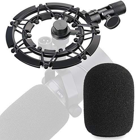 Shure SM7B Shock Mount mit Popschutz, SM7b Mikrofonspinne Halterung Reduziert Vibration und Verbessert die Aufnahme Qualität von YOUSHARES