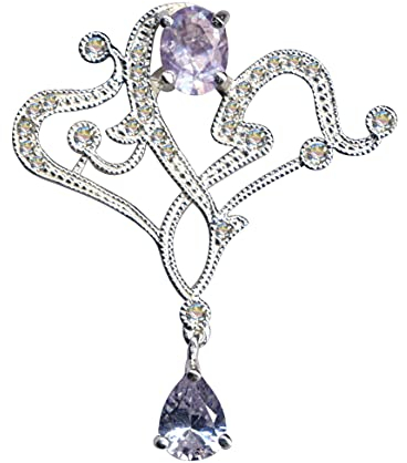 KETTENANHÄNGER/Echt Silber 925 mit Zirkonia/Jugendstil Design/Steinarbe: klar weiss Lavendel/Online Shop Schmuck kaufen / 51078