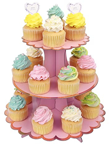 Tortenständer 3 Etagen Cupcake Ständer Muffin Ständer aus Karton für Hochzeit Party Geburtstag Baby Duschen Kuchen Dessert Torten Etagere