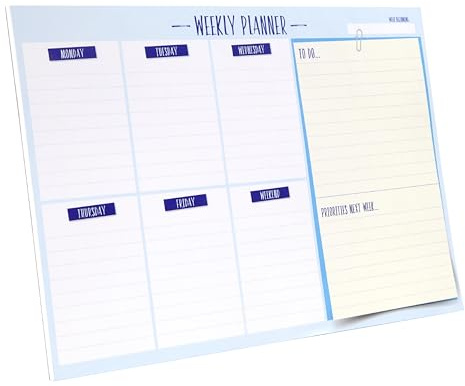 SUMMIT A4 Undated Weekly Desk Planner Pad, 52 Tear off pages, To Do List Notepad, Daily Planning Schedule and Calendar, Organised Week to View Habit Tracker