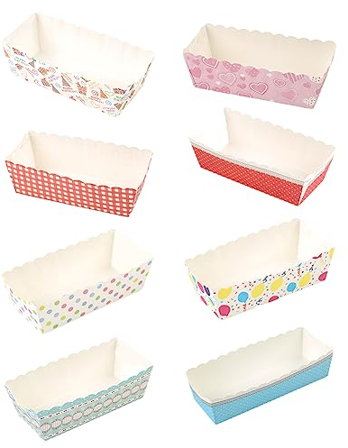 100 Pcs Mini Loaf Cake Boxes, Rectangular Paper Mini Baking Trays for Cake and Biscuit Decoration, Random Colours. Cupcake Boxes, Cake Cases, Color Cupcake Boxes, Cake Tin Liners