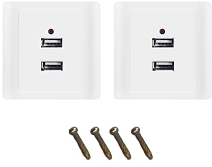 2 Pcs USB Socket Plate USB Wall Outlets Charger Plug Multi Outlets Charger Adapter Fast Charger Plug for Home and Office 86 x 86 mm