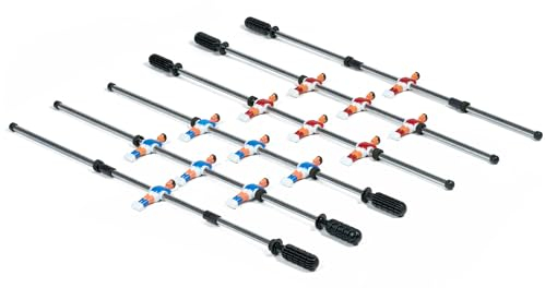 Sportime Kickerstangen Set Tischauflage-Kicker | Inkl. Figuren Blau Rot | Passend für Tischauflagenkicker | Für Intensive Nutzung | Stahl | Austausch Set 8-teilig
