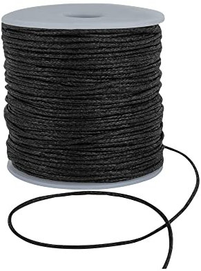 1mm Waxed Cord for Bracelet and Necklace Making - Durable Macrame Cord, Scoobies Strings, and Leather Necklace Cord - Perfect Bracelet String for Beads and Friendship Bracelets String - (Black,5m)