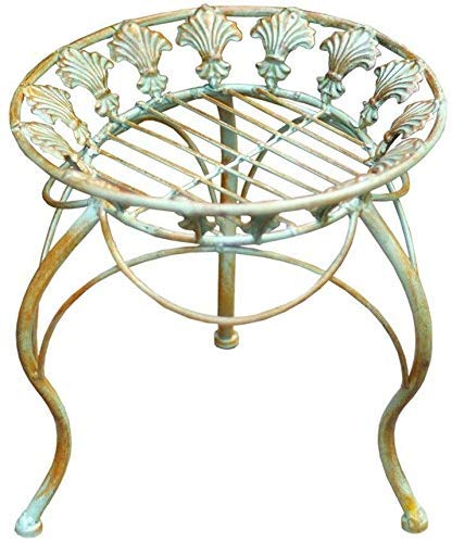 Blomstativ Vintage smidesjärn rund blomsterbänk, gammalt grönt blomsterställ, Torus trädgårdsbalkongdekorationsställ, metallställ (färg: grön, storlek: 33 * 33 cm)