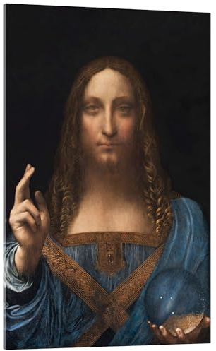 Salvator Mundi Akrylglastavla av Leonardo da Vinci 20 x 30 cm Blå Tavlor Väggdekoration