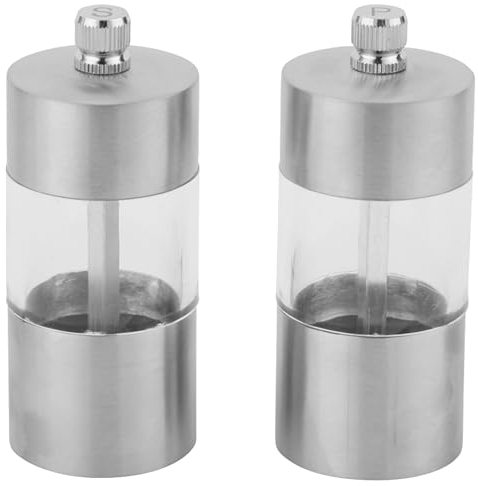 Salter BW11840EU7 Set Di Macinacaffè Per Sale E Pepe – Mini Mulini Per Condimenti, Set Per Tritatutto Per Granturco, Meccanismo Di Macinazione In Ceramica Regolabile, Finestra In Acrilico, Manuale