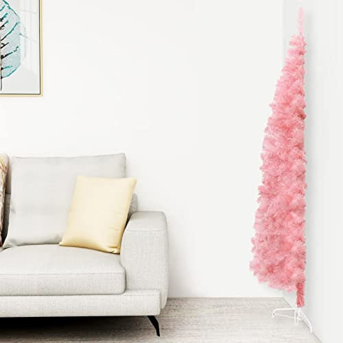 ARKEM Medio árbol de Navidad Artificial con Soporte Rosa 210 cm áRbol De Navidad Plegable Emergente