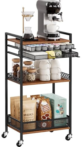 Plaviya Coffee Cart 5-Tier Coffee Station Bar Organizer for Hoom, Kitchen