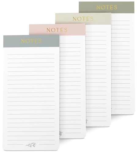 Beautiful Magnetic Notepads for Fridge - Set Of 4 Modern Note Pads With Lined Pages to Easily Write Notes & Make Grocery/Shopping Lists - The Perfect To Do Pad w/ Strong Magnets for Your Refrigerator