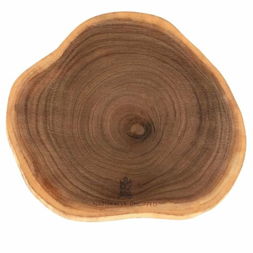Tabla de cortar grande de madera de acacia, bloque de madera rústica gruesa y duradera para cocina, preparación de alimentos y servir, diseño de grano natural, perfecta para carne, verduras, queso,