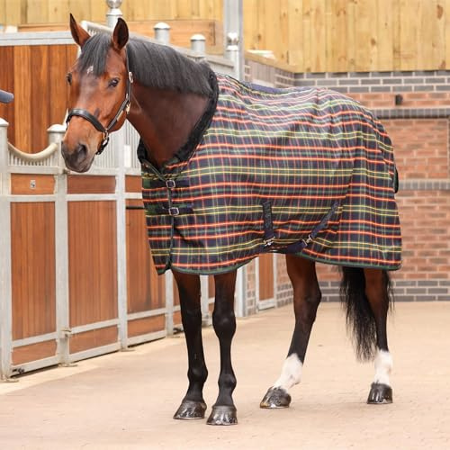 Shires Tempest Plus Lite stallmatta, 0 g, grön, rutig, 1,8 m, 198,1 cm, grön skotskrutig