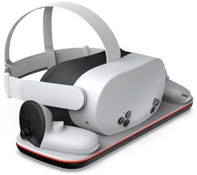 Base de Carga para Mate Quest 3S, Estación de Carga magnética Soporte de Carga para Quest 3S VR Headset&Controllers, con 2 Pilas Recargables