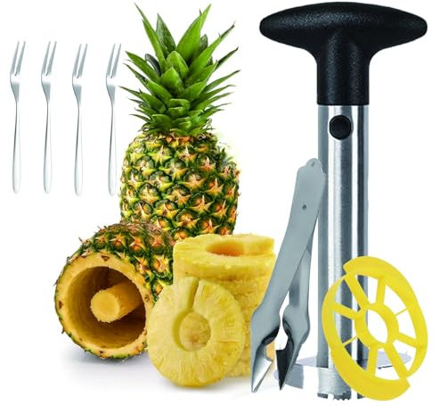7 PCS Pineapple Cutter Slicer and Corer, Pineapple Corer and Slicer Tool, Pineapple Corer, Pineapple Cutter, Used to Cut Pineapple Core, Pineapple Peel and Pineapple Slices