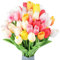 ELLECILA Artificial Tulips, 20pcs Multicolor Fake Latex Tulips Real Touch, DIY Bouquets Wedding Party Bridal Home Decor, Durable & Anti-Fade (NO VASE)