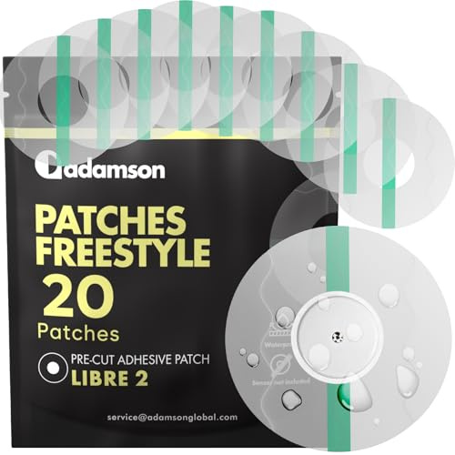 Parches Sensor Freestyle Libre 2-20 x Protector Sensor Freestyle Libre 2, Duraderos, No Irritantes, Fáciles de Poner y Quitar, Sin Adhesivo en el centro - Ideales para Deporte, Natación y Uso Diario