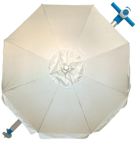 Pincho Sombrilla Playa Grande 240 cm, Antiviento hasta 35km/h, Protección UV 50, Materiales de CalidaD, 8 Varillas de Fibra de Vidrio, Palo reclinable, sistema (BEIGE 32)