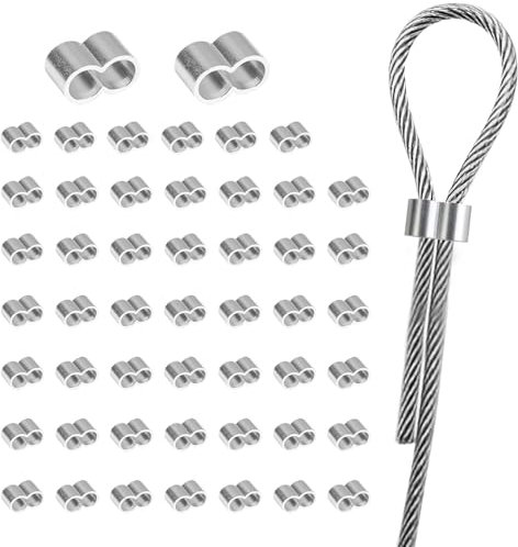 Set de 25 Abrazaderas de Cable de Aluminio 8mm Manguitos de Engarce Resistentes para Cuerda de 8mm a 9mm Ideal para Cables de Acero Tendederos Instalaciones de Jardín y Colgar Cuadros