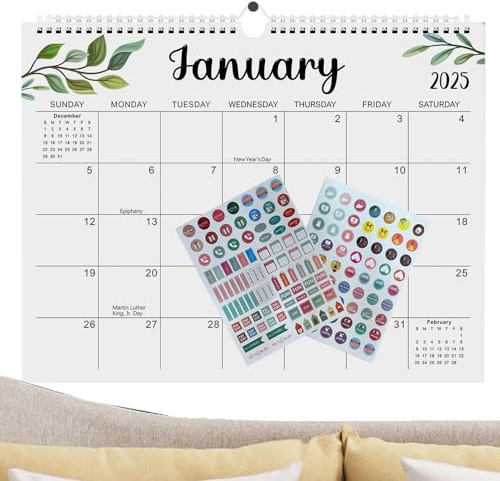2025-2026 Monthly Wall Calendar, Calendar 2025-2026 Wall, Paper Planning Calendar, 18 Month Wall Planner for Bedroom Study, Decorative Twin-Wire Planning Supplies