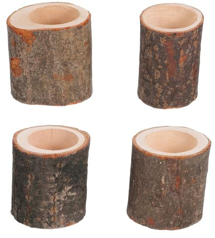 Toddmomy 4 Piezas Macetas de Madera de Troncos para Plantas Suculentas Diseño Rústico Soporte para Velas de Decoración Natural para Bodas
