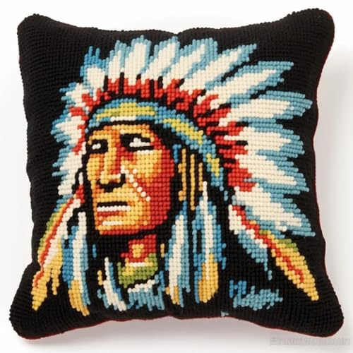 JUYIYUANFUZH Kit De Gancho De Pestillo De CojíN Kit Ganchillo Juego De Cojines De Anudado Cacique Kits De Gancho De Pestillo Para Adultos 43 X 43 Cm