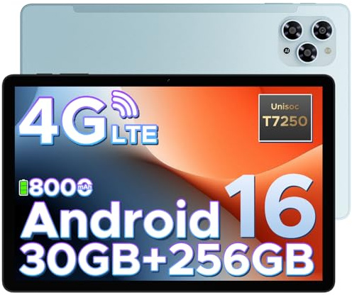 DOOGEE Tab G6 Android 16 Tablet 11 Zoll, 30GB RAM + 256GB ROM Tablet mit SIM Card Slot, 90Hz Display, Unisoc T7250 8000mAh Akku Tablets PC, Widevine L1, 13MP, 4G LTE, 3,5mm Audio/5G WiFi/Face ID/GPS