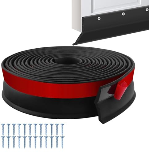 MeYuxg Junta para puerta de garaje, 6 m, autoadhesiva, para puerta de garaje, universal, borde de goma con 24 clavos, para almacenes, hojas, suciedad y protección contra la intemperie (negro 6 m)