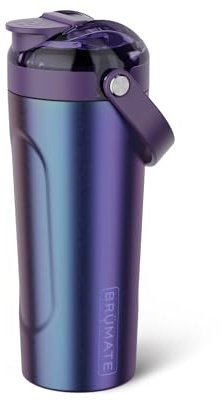 BrüMate Multishaker 750ml Metal Protein Shaker | Insulated Stainless Steel Bottle | 100% Leakproof Magflip Lid | 25oz Gym Shaker with Built-in Agitator | 24hrs Cold Mixing Gym Bottle (Dark Aura)