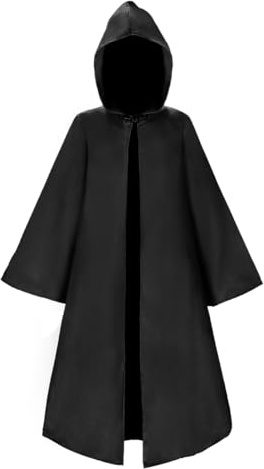 ZUCOS Costume da cavaliere per bambini, tunica con cappuccio, per ragazzi, ragazze, Halloween, cosplay, carnevale, feste (nero, 12-14 anni)