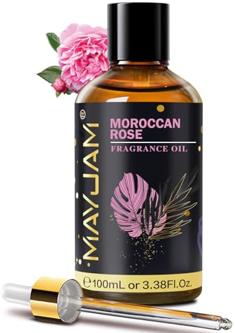 MAYJAM Huile Parfumée De Rose Marocaine 100ml, Premium Huile Parfumée Rose Marocaine Pour Diffuseur D'Huiles Essentielles, Aromathérapie, DIY