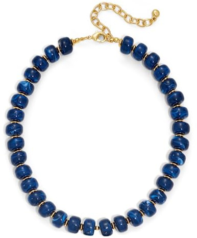 LILIE&WHITE Dark Blue Resin Chunky Necklace for Women Trendy Boho Acrylic Beaded Choker Necklaces Handmade Summer Necklace Jewelry Gift