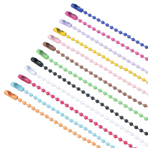100 Pcs Ball Chain, Chains For Keychains Dog Tag Necklace Chains Mixed Color Beaded Metal Keychain With Connector Steel Ball Bead Chain For Jewelry Making Diy Crafts Hanging Decoration 3.94 Inch