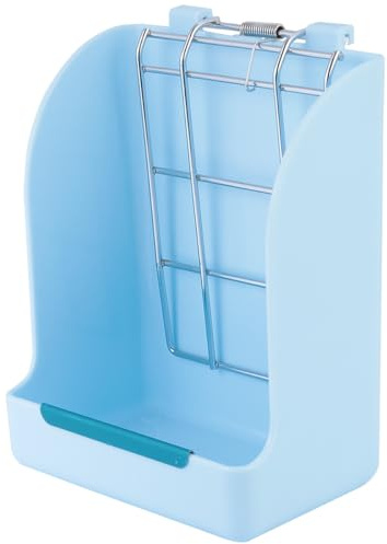 Veemoon Comedero para Conejos y Cobayas Soporte de Azul, Estante para Pasto Resistente Muelle, Comedero Profundo para Mascotas Pequeñas como Chinchillas y Conejillos de Indias, Adecuado