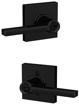SCHLAGE Latitude Keyed Entry Door Handle, Reversible, Matte Black