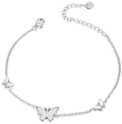 WINNICACA Schmetterling Opal Armband S925 Sterling Silber Weißgold Armreif Schmuck für Frauen Mädchen Geschenke