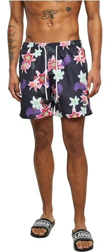 Urban Classics Pantalones Cortos de natación Pattern Bañadores Ajustados para Hombre, Dark Jungle AOP, XXL