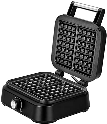 MPM MGO-40 Gofrera Profesional para 2 Gofres Belgas Gruesos, Placas Antiadherentes, Regulador de Temperatura, 1500W, Negro