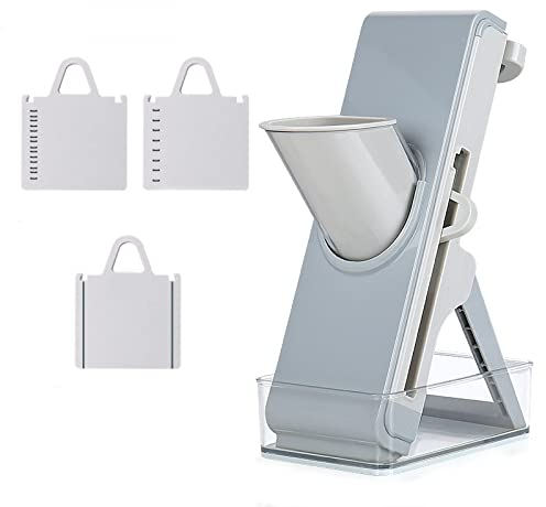 LPY Tritaverdure, Affettaverdure Sicuro, Affettatrice Mandolina da Cucina, Affettaverdure, Cubettatrice per Cipolle, Patate, Cetrioli, Carote E Altri Frutta E Verdura-Grey