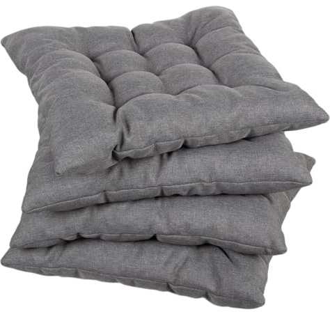 gutekissen Coussin de Chaise piqué carré Garniture pour chaises/bancs pour la Maison et Le Jardin Coussin d'assise Coussin d'assise de Jardin Nombreuses Couleurs (45x45, Gris, 4)