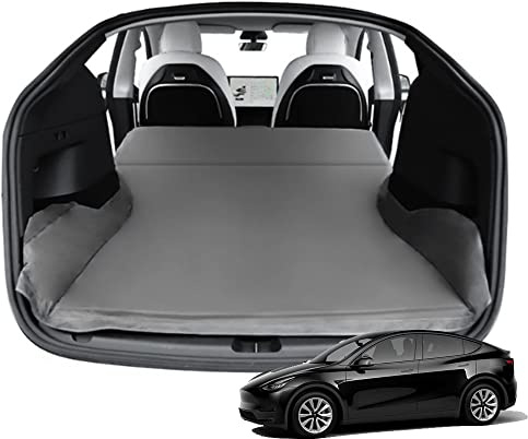 BENSOI Bärbar campingmadrass för Tesla Model Y 2020-2023, campingmadrass i minnesskum, Tesla Model Y madrass självuppblåsande sovdyna för campingresor, vikbar luftsäng i bilsömn